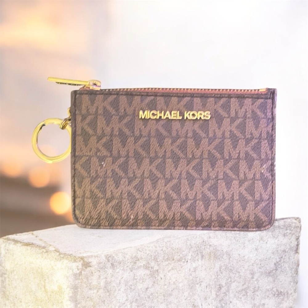 Michael Kors Tan Card Holder with Key Ring